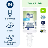 Tork Clarity Hand Soap Foam S4, 99% of Ingredients are of Natural Origin, 6 x 1L, 401800