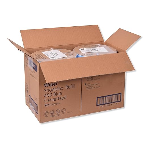 Tork ShopMax Heavy Duty Centerfeed Paper Towel Blue W22, High Absorbency, 450 Sheets, 450338