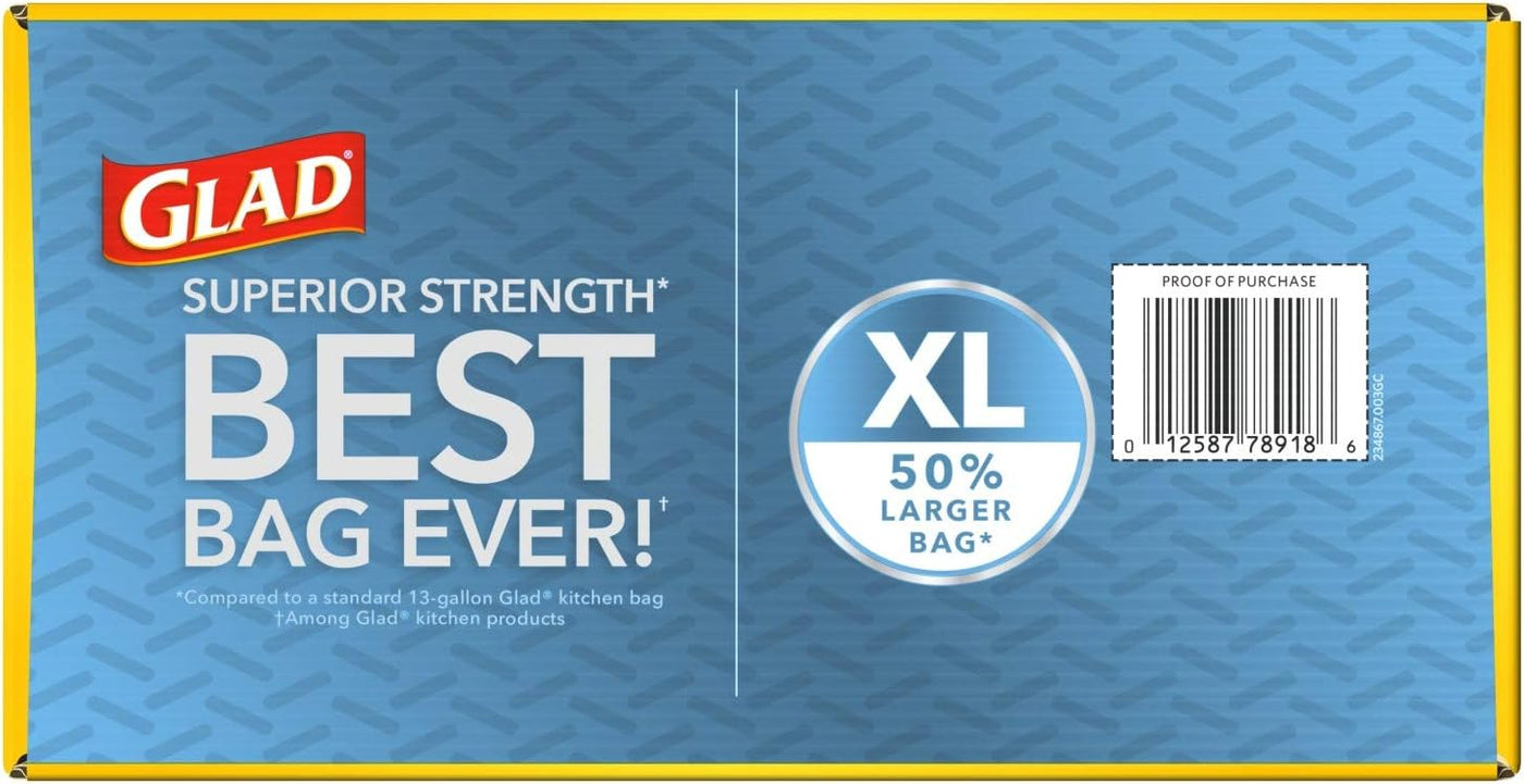 Glad Trash Bags, Force Flex Kitchen Pro Drawstring Garbage Bags, Fresh Clean, 80 Count