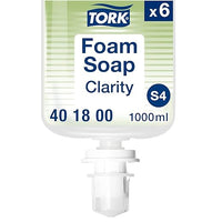 Tork Clarity Hand Soap Foam S4, 99% of Ingredients are of Natural Origin, 6 x 1L, 401800