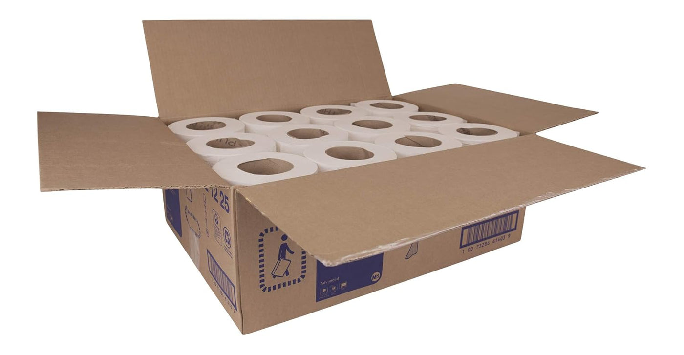 Tork Basic Mini Centerfeed Paper Towel White M1, High Absorbency, 12 x 266 Sheets, 121225