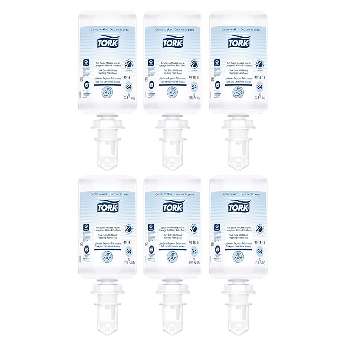 Tork Extra Mild Hand Washing Foam Soap S4, No Fragrance Added, 6 x 1L, 401811 (formerly 401211)