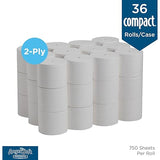 Georgia-Pacific Angel Soft Professional Series Compact Premium Embossed Coreless 2-Ply High-Capacity Toilet Paper by GP PRO,White,19371,750 Sheets Per Roll,36 Rolls Per Case