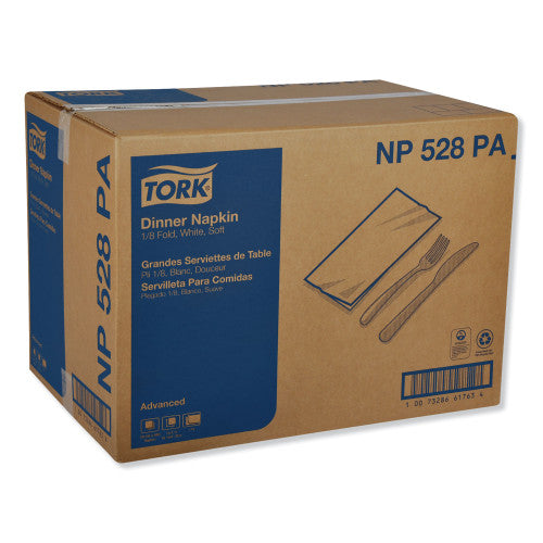 Tork® Advanced Dinner Napkins, 2-Ply, White, 100 Napkin Pack, 28 Packs (NP528PA)