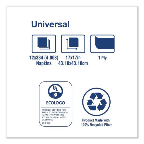Tork® Universal Dinner Napkins, White, 334 Napkin Pack, 12 Packs (N7141A)