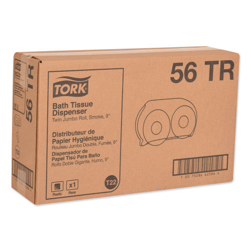 Tork® Jumbo Toilet Paper Twin Dispenser, 2-Rolls, Smoke (56TR)