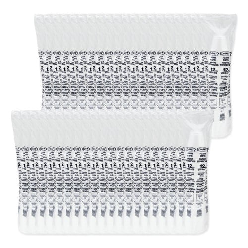 Dart Foam Drink Cups, 12 oz, Squat, White, 1,000/Carton (12J16)