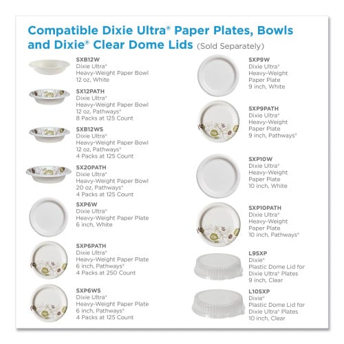 Dixie Pathways Soak Proof Shield Heavyweight Paper Plates, WiseSize, 8.5" dia, Green/Burgundy, 500/Carton (SXP9PATH)