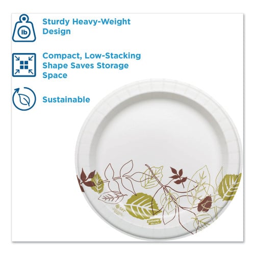 Dixie Pathways Soak Proof Shield Heavyweight Paper Plates, WiseSize, 8.5" dia, Green/Burgundy, 500/Carton (SXP9PATH)