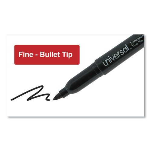 Universal Pen-Style Permanent Marker Value Pack, Fine Bullet Tip, Black, 60/Pack (UNV07074)