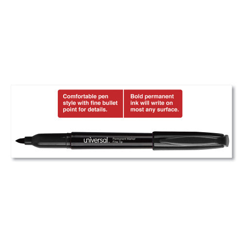 Universal Pen-Style Permanent Marker Value Pack, Fine Bullet Tip, Black, 60/Pack (UNV07074)