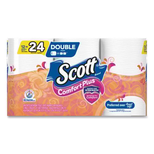 Scott® ComfortPlus Toilet Paper, 1-Ply, White, 231 Sheets, 48 Rolls (47618)