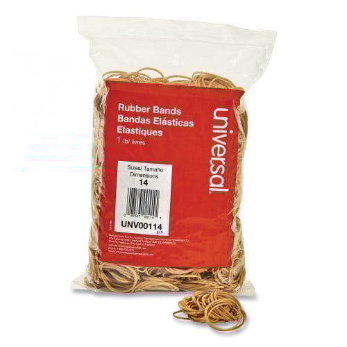 Universal Rubber Bands, Size 14, 0.04" Gauge, Beige, 1 lb Box, 2,200/Pack (UNV00114)