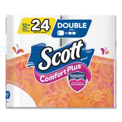 Scott® ComfortPlus Toilet Paper, 1-Ply, White, 231 Sheets, 48 Rolls (47618)