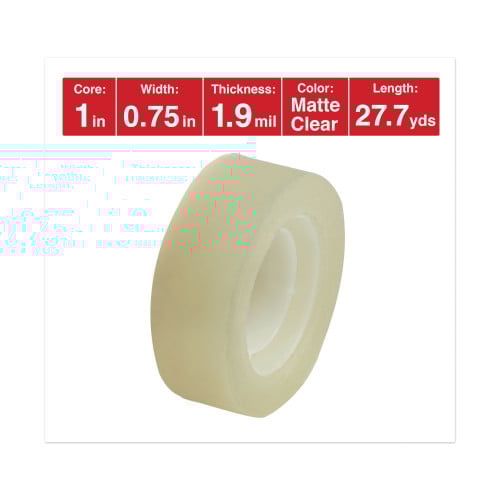 Universal Invisible Tape, 1" Core, 0.75" x 83.33 ft, Clear, 6/Pack (UNV83410)