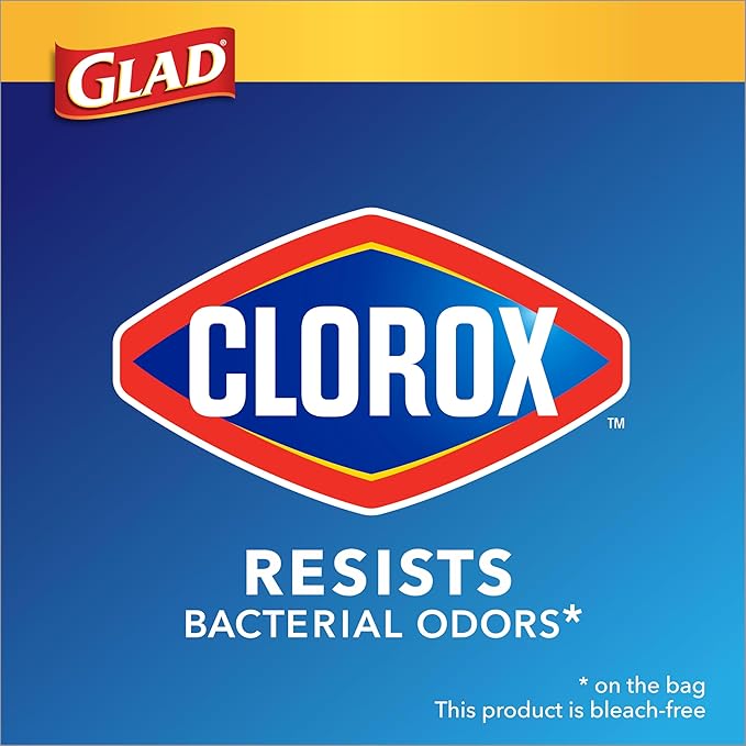Glad Small Trash Bags 4 Gallon, Lemon Fresh Bleach Garbage Bags, Odor Resistant with Drawstring, 80 Count