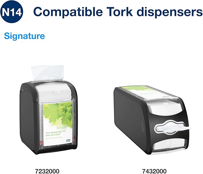Tork Xpressnap Fit White Dispenser Napkin N14, C-Fold, 1 ply, 240 napkins, 4.252in x 3.248in each, 500700