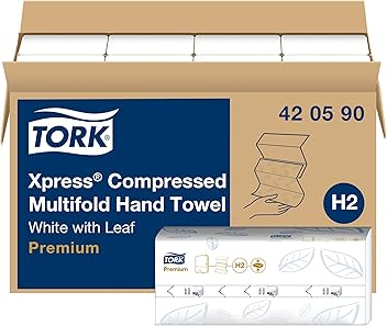 Tork Xpress Compressed Multifold Hand Towel White H2, Premium, Soft and Absorbent, 12 x 200 Sheets, 420590