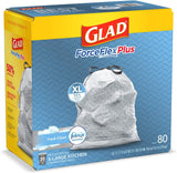Glad Trash Bags, Force Flex Kitchen Pro Drawstring Garbage Bags, Fresh Clean, 80 Count