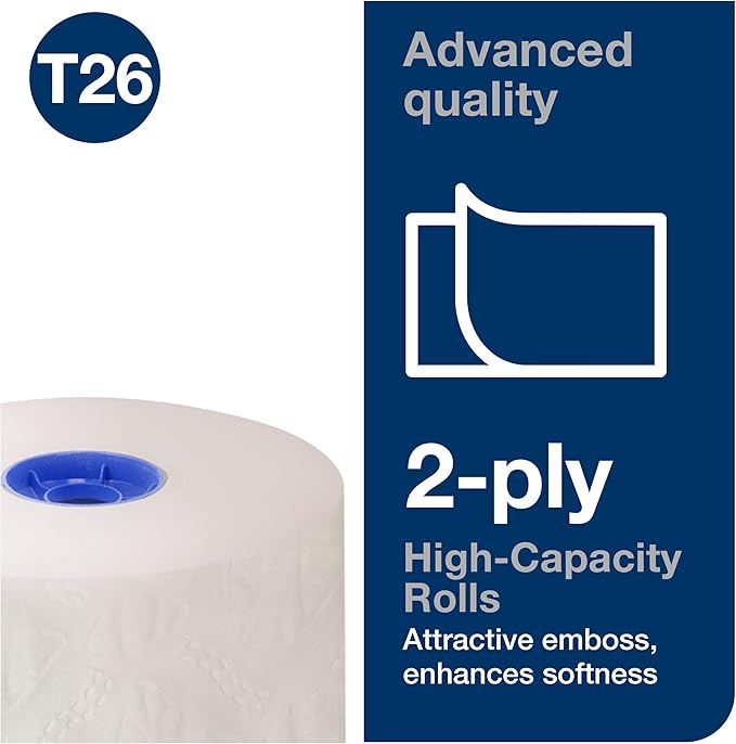 Tork High-Capacity Toilet Paper Roll White T26, Advanced, 2-Ply, 36 x 1000 sheets, 110292A