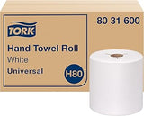 Tork Hand Towel Roll White H80, Universal, 100% Recycled Fiber, 6 Rolls x 630 ft, 8031600