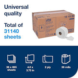 Tork OptiCore Mid-size Toilet Paper Roll White T11, Universal, 2-ply, 36 x 865 sheets, 161990