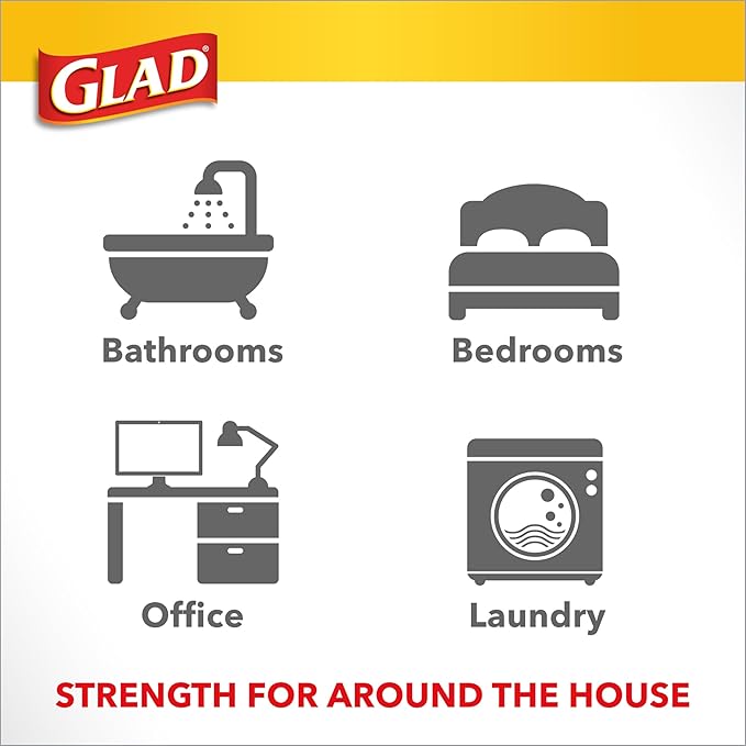 Glad Small Trash Bags 4 Gallon, Lemon Fresh Bleach Garbage Bags, Odor Resistant with Drawstring, 80 Count
