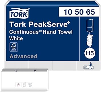 Tork PeakServe Continuous Hand Towel White H5, Advanced, Compressed, 12 x 410 sheets, 105065
