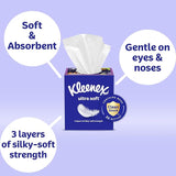 Kleenex Ultra Soft Facial Tissues, 18 Flat Boxes, 120 Tissues per Box, 3-Ply (2,160 Total), Packaging May Vary