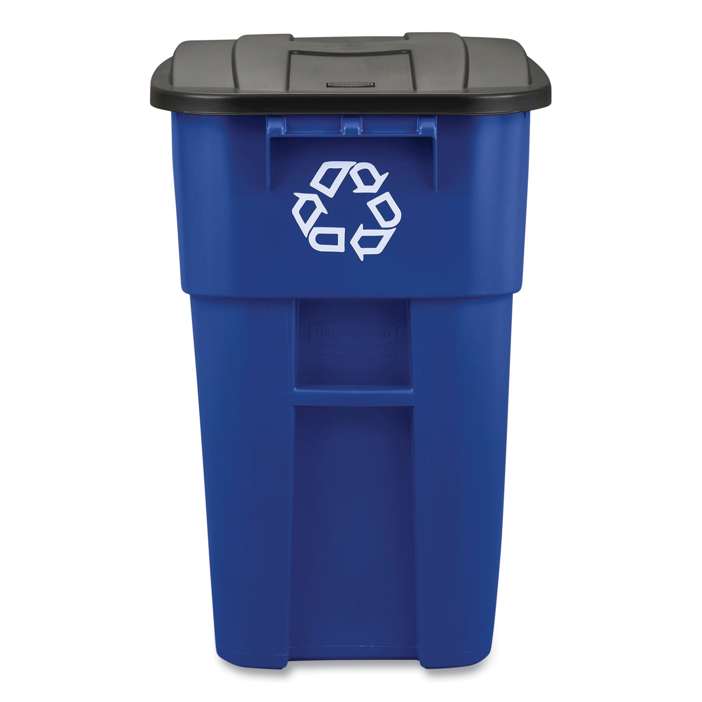 Rubbermaid Commercial Square Brute Recycling Rollout Container, 50 gal, Plastic, Blue (9W2773BLU)