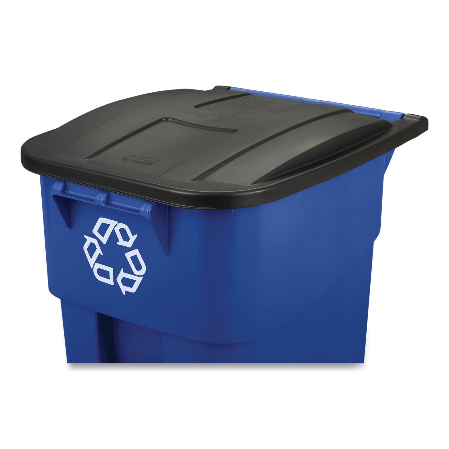 Rubbermaid Commercial Square Brute Recycling Rollout Container, 50 gal, Plastic, Blue (9W2773BLU)