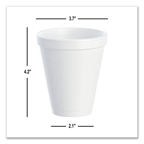 Dart Foam Drink Cups, 12 oz, Squat, White, 1,000/Carton (12J16)