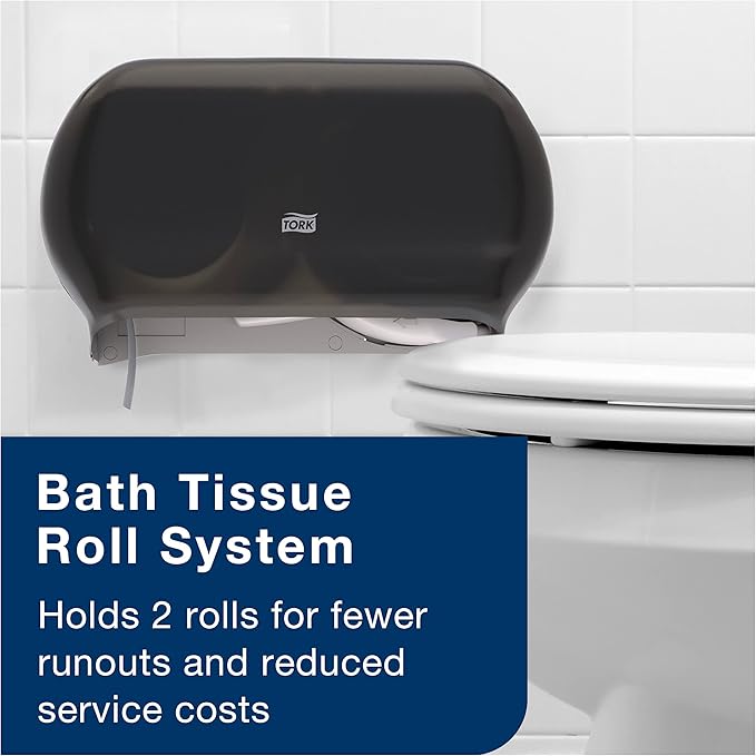 Tork Advanced Toilet Paper Roll, White, Compatible with T24 Dispensers, 2-ply, Soft Tissue, 80 rolls x 500 sheets (2461200)