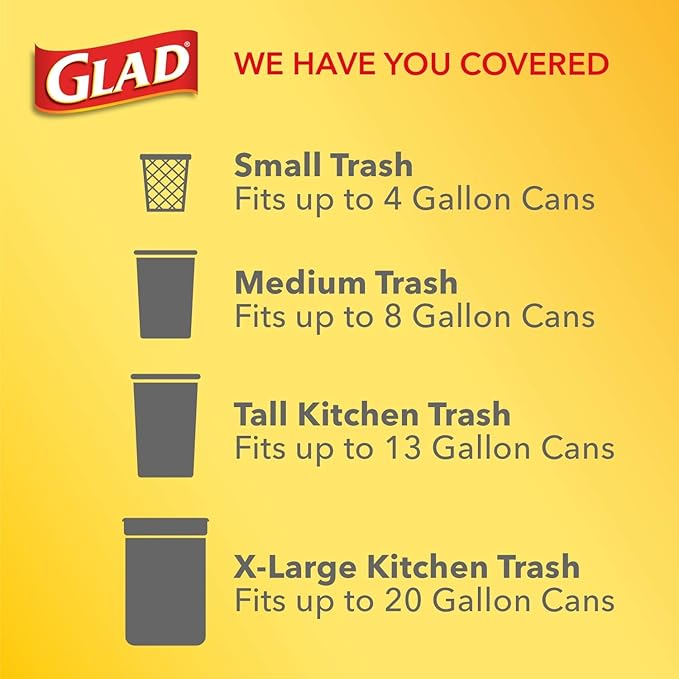 Glad Trash Bags, Force Flex Kitchen Pro Drawstring Garbage Bags, Fresh Clean, 80 Count