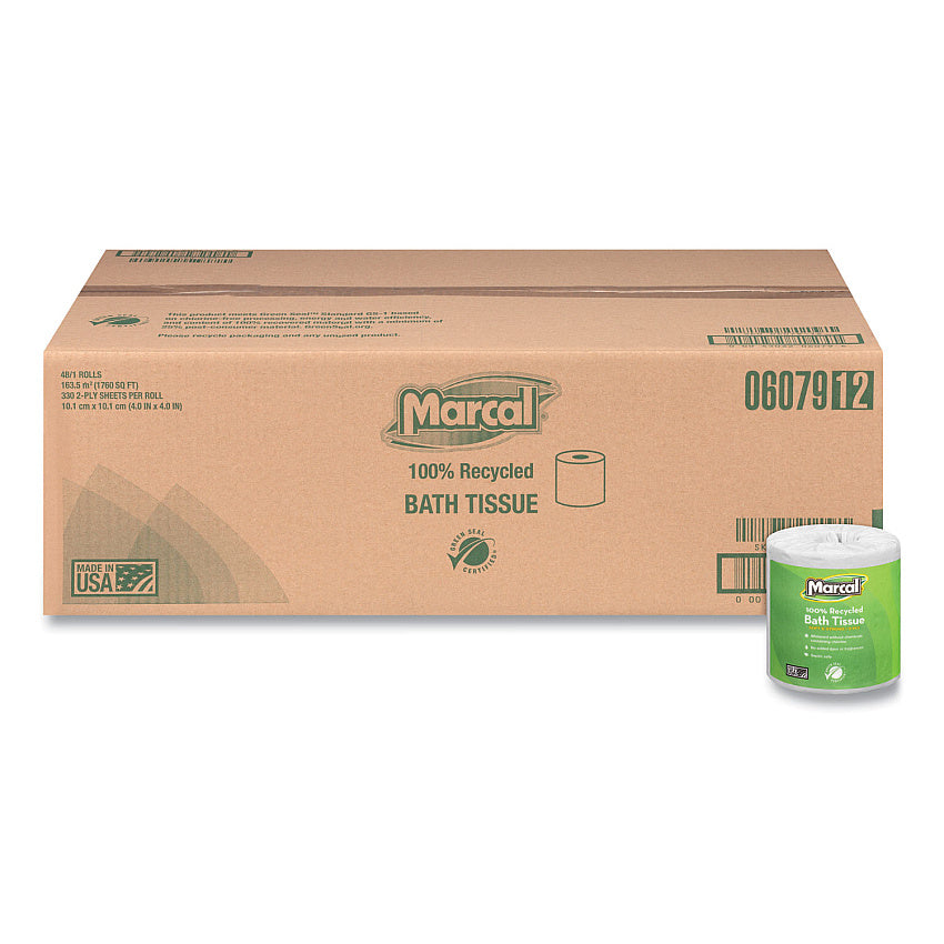 Marcal® Standard Toilet Paper, 2-Ply, White, 330 Sheets, 48 Rolls (6079)