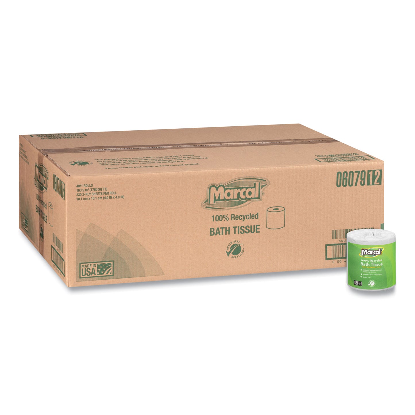 Marcal® Standard Toilet Paper, 2-Ply, White, 330 Sheets, 48 Rolls (6079)