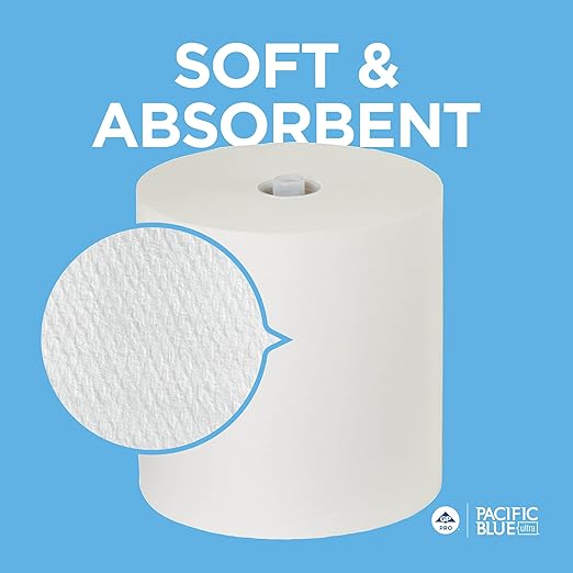 Pacific Blue Ultra 8” High-Capacity Recycled Paper Towel Roll by GP PRO (Georgia-Pacific), White, 26490, 1150 Feet Per Roll, 6 Rolls Per Case