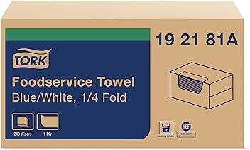 Tork Foodservice Cleaning Towel Blue/White W8, Z-Folded, 4 x 80 Cloths, 192183