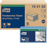Tork Foodservice Cleaning Towel Blue/White W8, Z-Folded, 4 x 80 Cloths, 192183