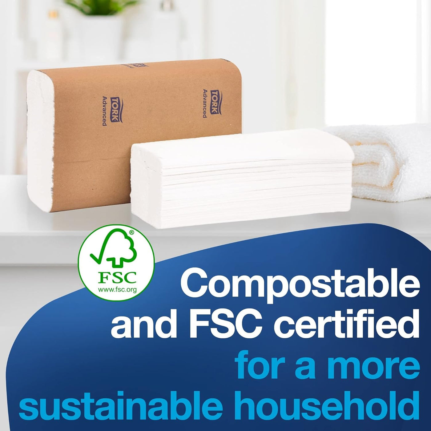 Tork Multifold Hand Towel White, 3-Panel, 250 Towels per Pack, 16 Packs, Fits H2 Towel Dispensers