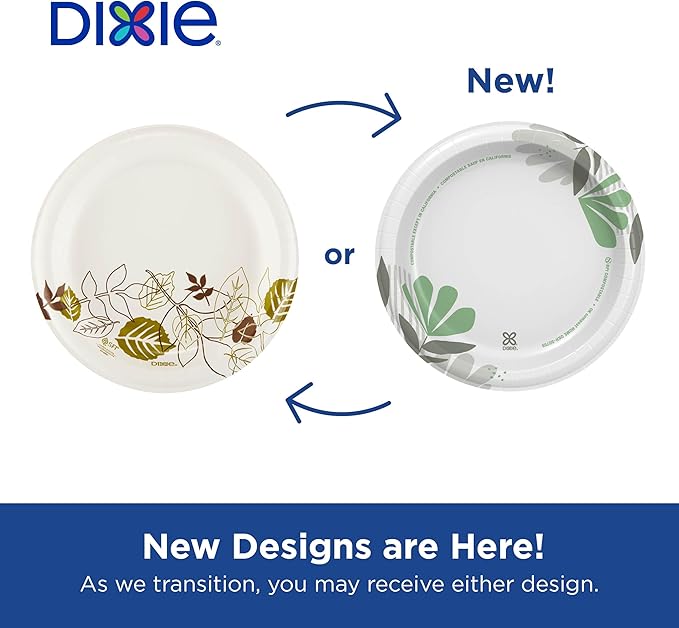 Dixie 8.5" Medium-Weight Paper Plates by GP PRO (Georgia-Pacific), Pathways, UX9WS, 500 Count (125 Plates Per Pack, 4 Packs Per Case)