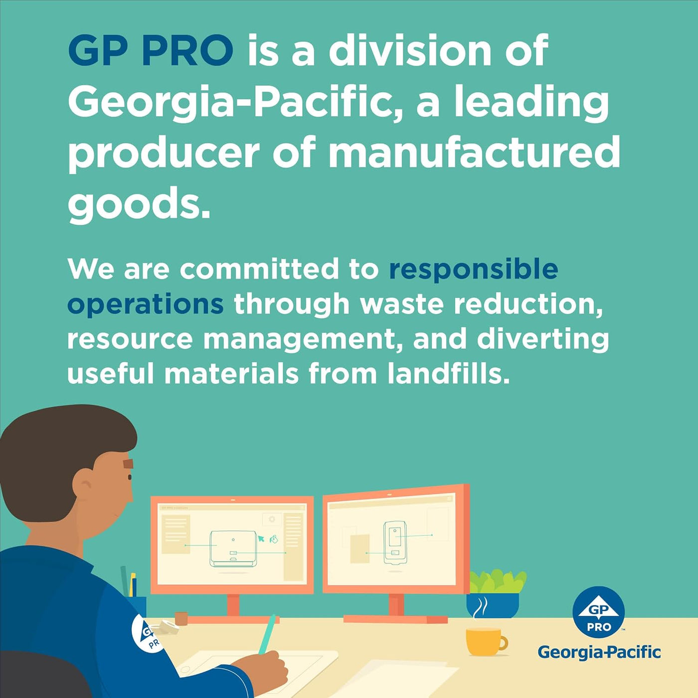 Pacific Blue Ultra 8” High-Capacity Recycled Paper Towel Roll by GP PRO (Georgia-Pacific), White, 26490, 1150 Feet Per Roll, 6 Rolls Per Case