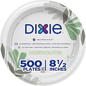 Dixie 8.5" Medium-Weight Paper Plates by GP PRO (Georgia-Pacific), Pathways, UX9WS, 500 Count (125 Plates Per Pack, 4 Packs Per Case)