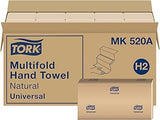 Tork Multifold Hand Towel, Natural, 100% recycled, FSC certified, Compatible with H2 Dispensers, 16 packs x 250 sheets (MK520A)