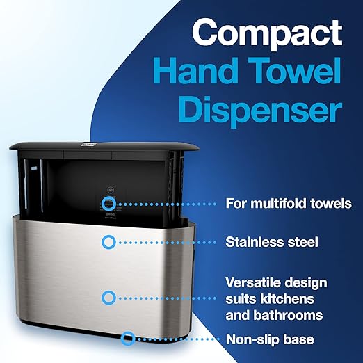 Tork Xpress Stainless Steel Paper Towel Dispenser Compact Design, Fits H2 Hand Towels, Ideal for Home Use Single Unit (302030)