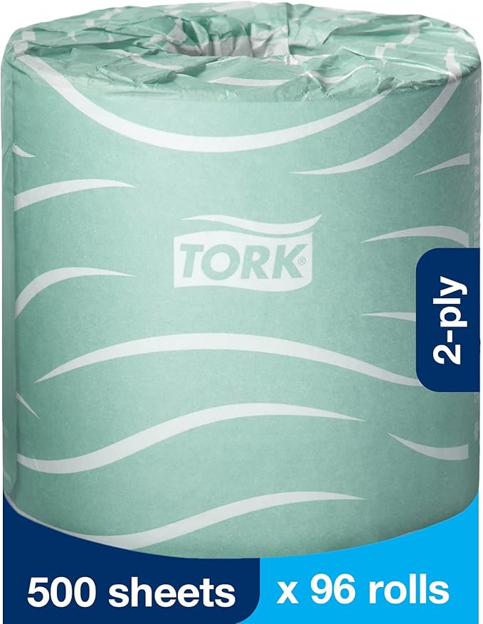 Tork Septic Safe Toilet Paper, White, 2-Ply 100% Recycled, Eco-Friendly, T24 Compatible 96 Rolls x 500 Sheets (TM1616S)