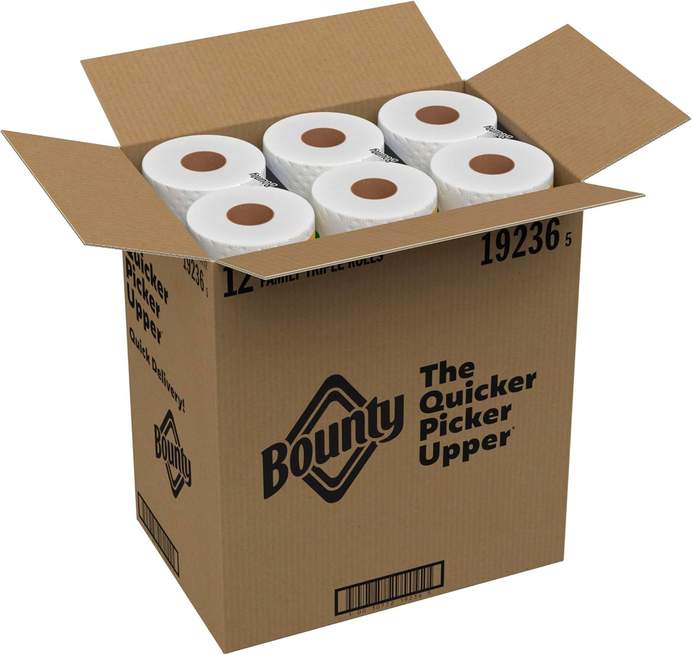 Bounty Quick-Size Paper Towels, White, 12 Family Triple Rolls = 40 Regular Rolls