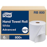Tork Paper Hand Towel Roll White H21, Advanced, 100% Recycled Fiber, 6 rolls x 800 ft, RB800