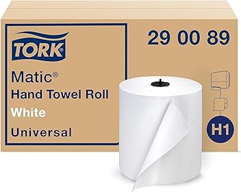 Tork Matic Paper Hand Towel Roll White H1, Universal, 100% Recycled Fiber, 6 Rolls x 700 ft, 290089