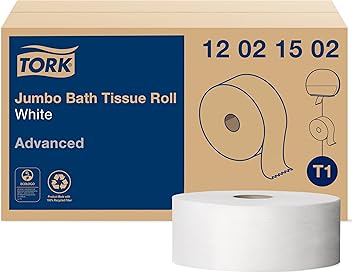 Tork Jumbo Toilet Paper Roll White T1, Advanced, 2-ply, 6 x 1600 feet, 12021502, 6 Count (Pack of 1)